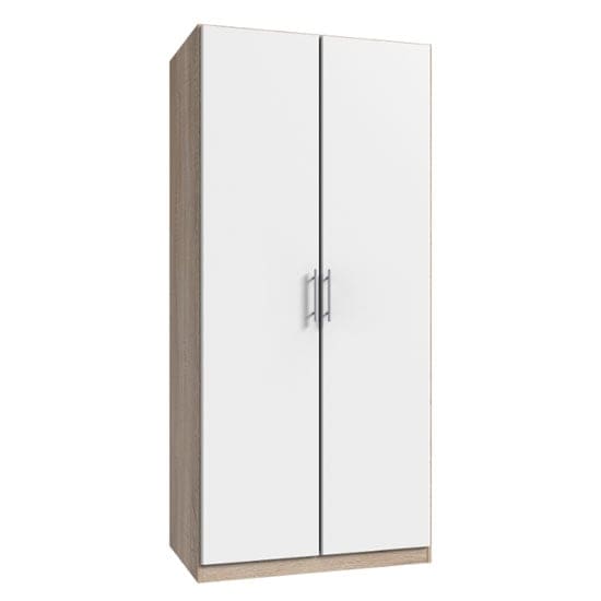 spectral wooden tall wardrobe white oak 2 doors