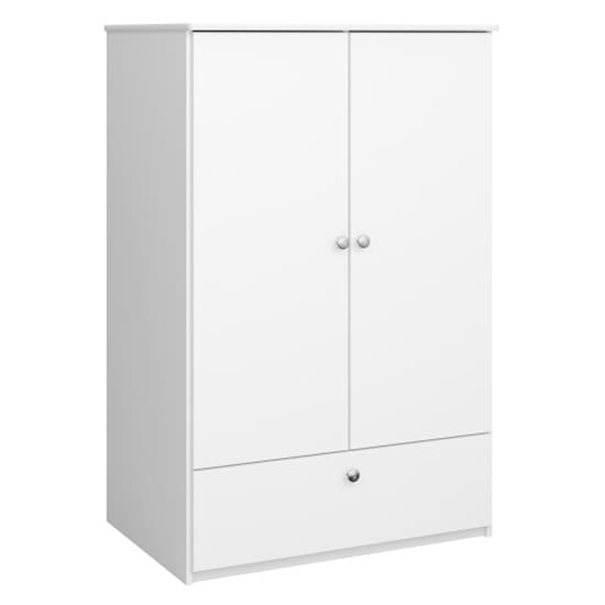 sterns kids wooden wardrobe 2 doors 1 drawer white