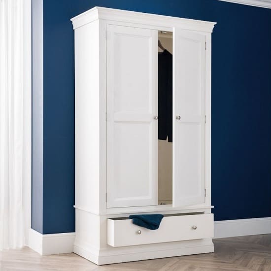 tassio wardrobe white lacquer two doors 1