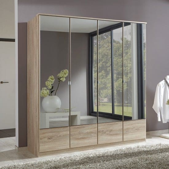 vista large mirrored robe oak effect