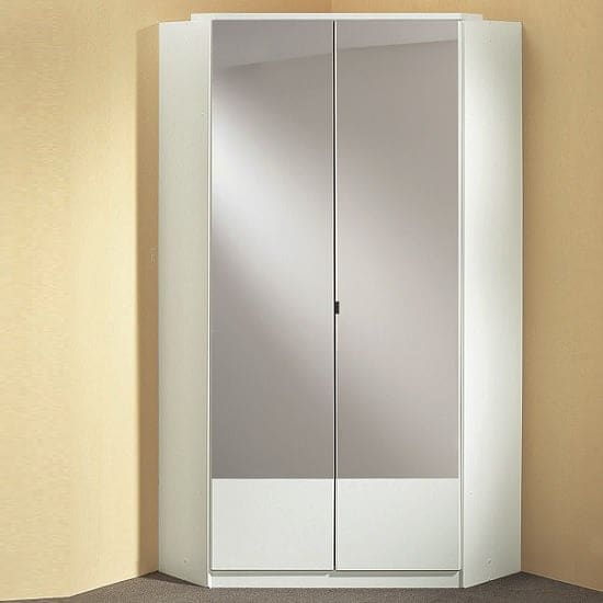 vista mirrored corner robe white