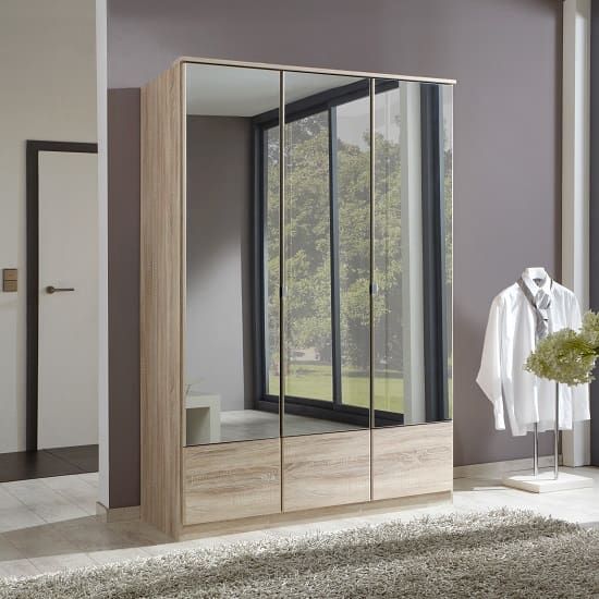 vista mirrored robe oak effect