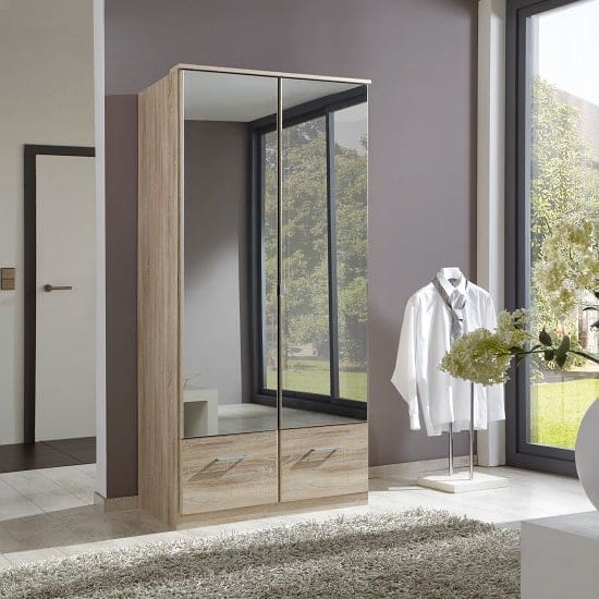 vista small storage mirrored robe oak effect