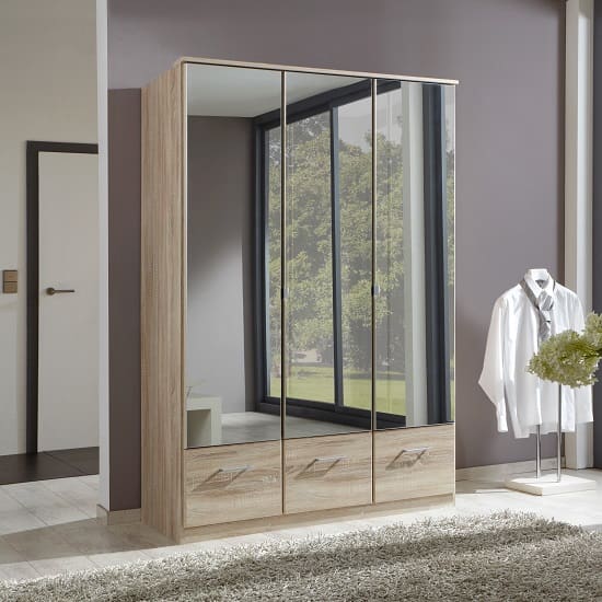 vista storage mirrored robe oak effect