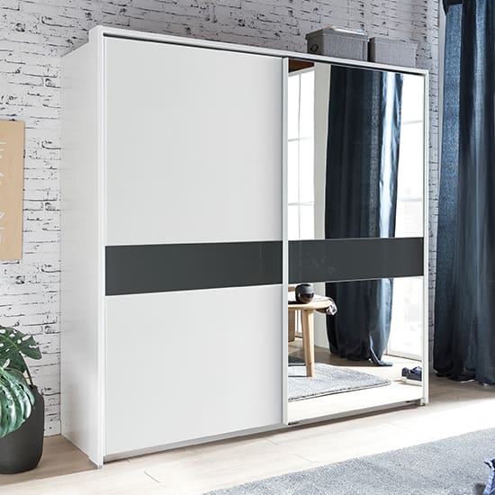 weimar sliding door mirrored wardrobe white grey