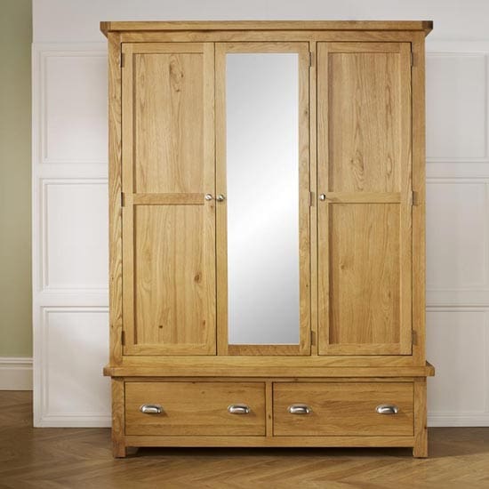 woburn wooden wardrobe oak with 3 doors 2 drawers