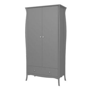 Lautner Contemporary Satin Grey 2 Door 1 Drawer Double Wardrobe (H)1920mm (W)965mm (D)450mm