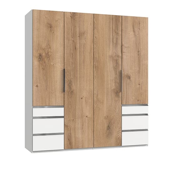 alkes wardrobe planked oak white 4 doors 6 drawers