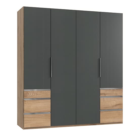 alkes wooden 4 doors wardrobe graphite planked oak