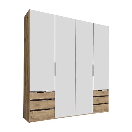 alkes wooden 4 doors wardrobe white planked oak