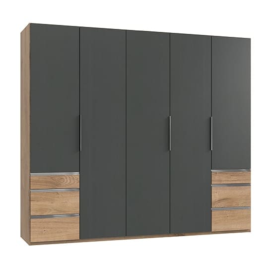 alkes wooden 5 doors wardrobe graphite planked oak