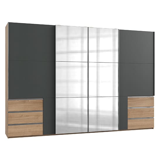 alkesia 4 door mirror wide wardrobe graphite planked oak