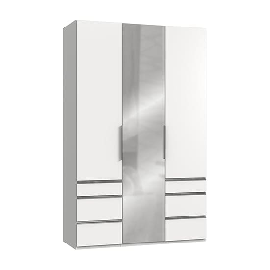 alkesia mirror 3 doors wardrobe white 6 drawers