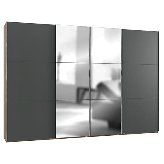 alkesia mirror 4 door wide wardrobe graphite planked oak