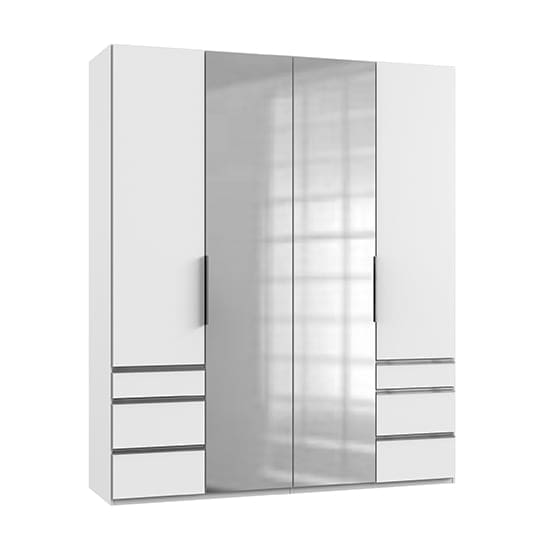 alkesia mirror 4 doors wardrobe white 6 drawers