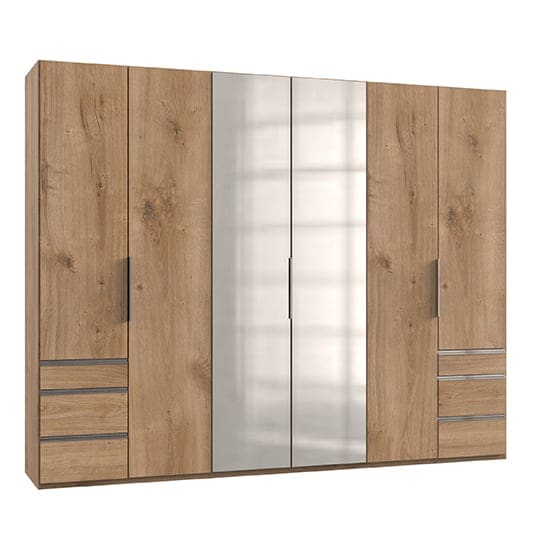 alkesia mirror 6 doors wardrobe planked oak 6 drawers