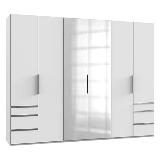 alkesia mirror 6 doors wardrobe white 6 drawers