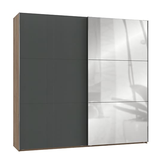 alkesia mirror door wide wardrobe graphite planked oak