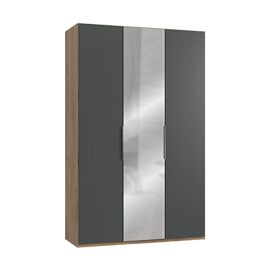 alkesia mirrored 3 doors wardrobe graphite planked oak