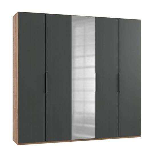 alkesia mirrored 5 doors wardrobe graphite planked oak