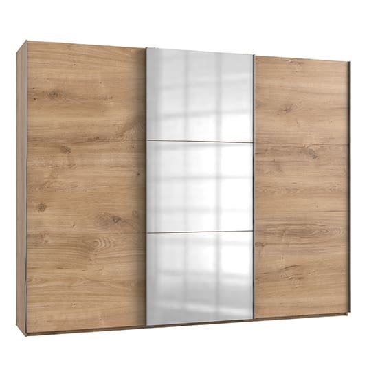 alkesia mirrored sliding 3 doors wardrobe planked oak