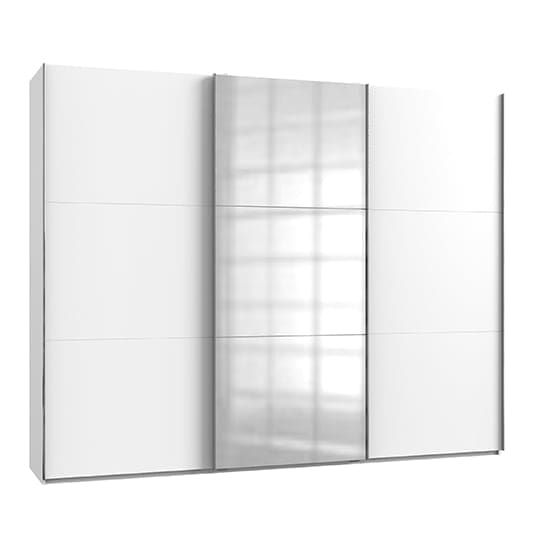 alkesia mirrored sliding 3 doors wardrobe white