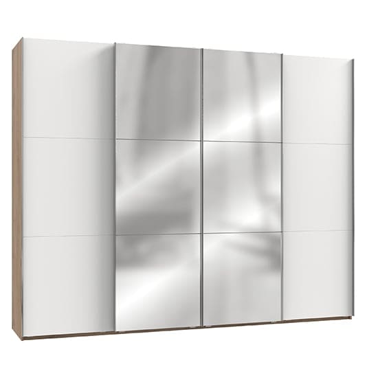 alkesia mirrored sliding 4 doors wardrobe white planked oak