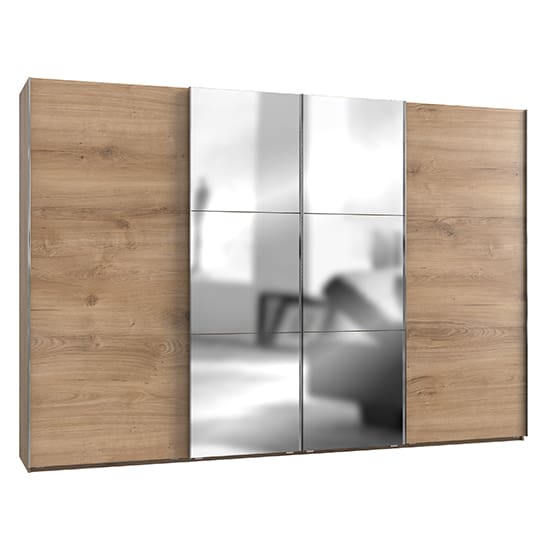 alkesia mirrored sliding 4 doors wide wardrobe planked oak