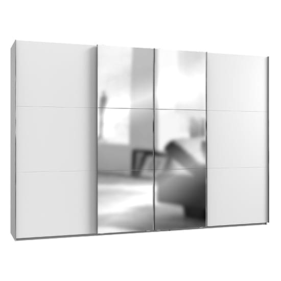 alkesia mirrored sliding 4 doors wide wardrobe white