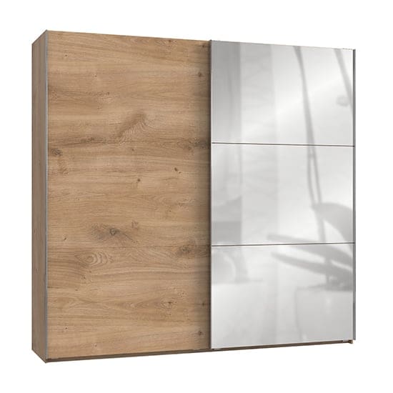 alkesia mirrored sliding door wide wardrobe planked oak