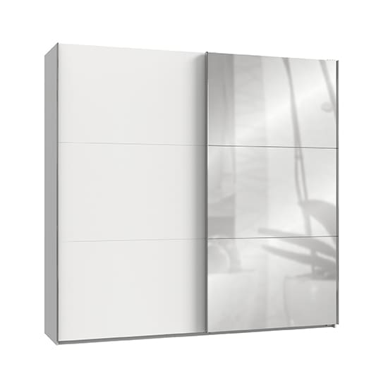 alkesia mirrored sliding door wide wardrobe white