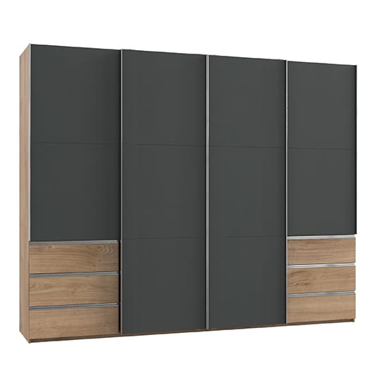 alkesia sliding 4 door wood wardrobe graphite planked oak