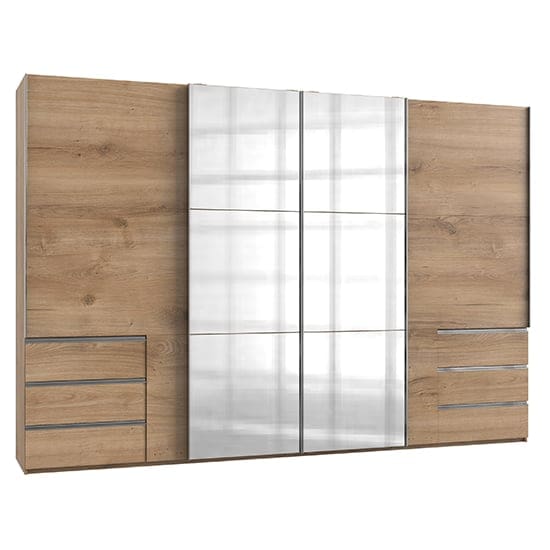 alkesia sliding 4 doors mirrored wide wardrobe planked oak