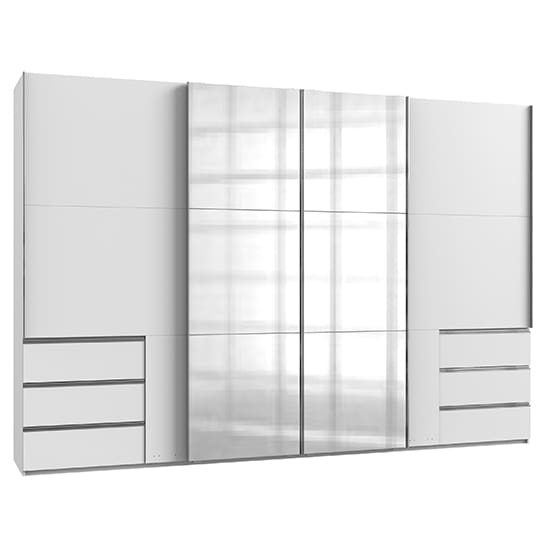 alkesia sliding 4 doors mirrored wide wardrobe white