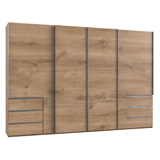 alkesia sliding 4 doors wooden wide wardrobe planked oak