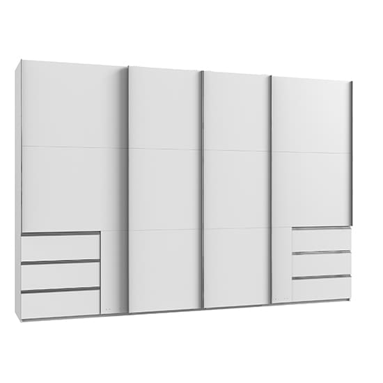 alkesia sliding 4 doors wooden wide wardrobe white