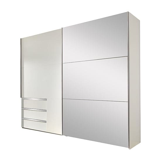 alkesia sliding door mirrored wide wardrobe white