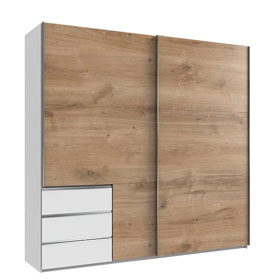 alkesia sliding door wooden wide wardrobe planked oak white