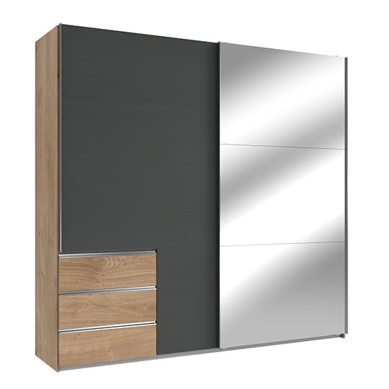 alkesia wide mirror door wardrobe graphite planked oak