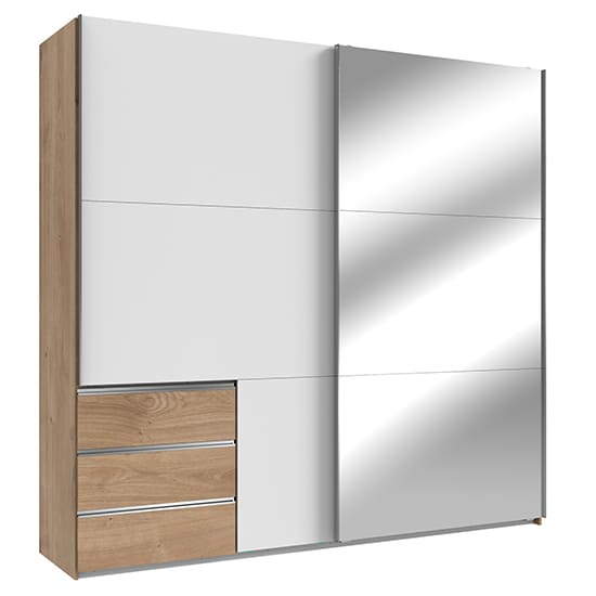 alkesia wide mirrored door wardrobe white planked oak