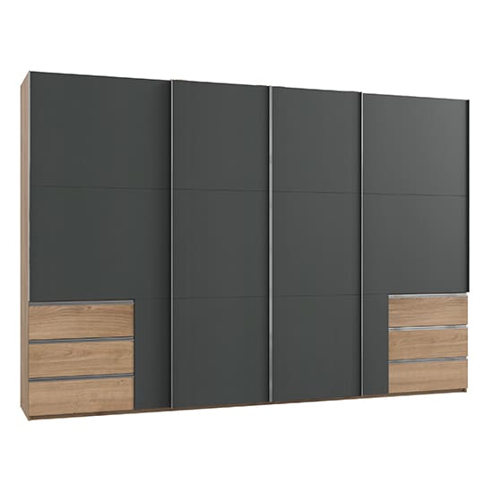 alkesia wide sliding 4 door wardrobe graphite planked oak