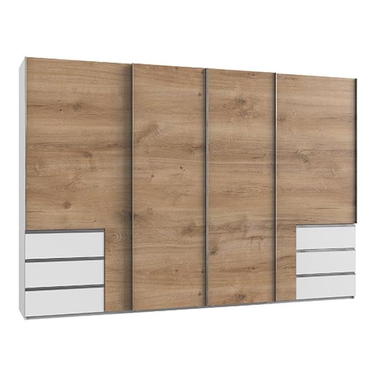 alkesia wide sliding 4 doors wardrobe planked oak white