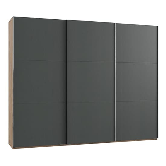 alkesia wood sliding 3 door wardrobe graphite planked oak