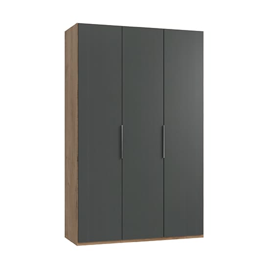 alkesia wooden 3 doors wardrobe graphite planked oak