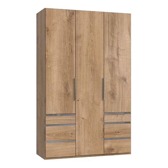 alkesia wooden 3 doors wardrobe planked oak 6 drawers