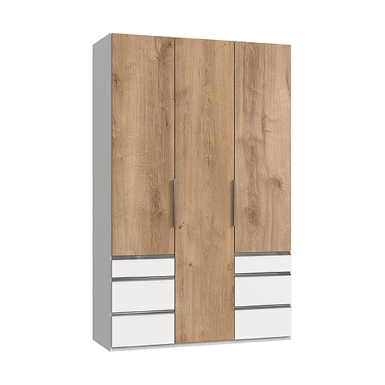 alkesia wooden 3 doors wardrobe planked oak white