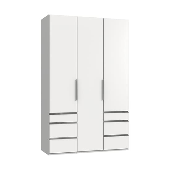 alkesia wooden 3 doors wardrobe white 6 drawers