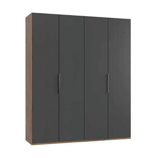 alkesia wooden 4 doors wardrobe graphite planked oak