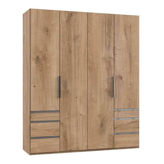 alkesia wooden 4 doors wardrobe planked oak 6 drawers