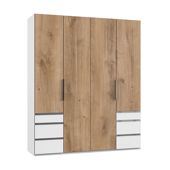 alkesia wooden 4 doors wardrobe planked oak white